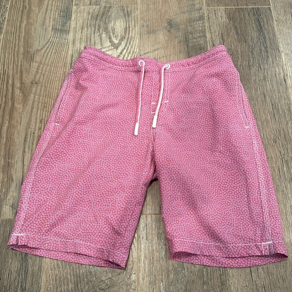 johnnie-O Boys Red Printed Swim Trunks Size 12